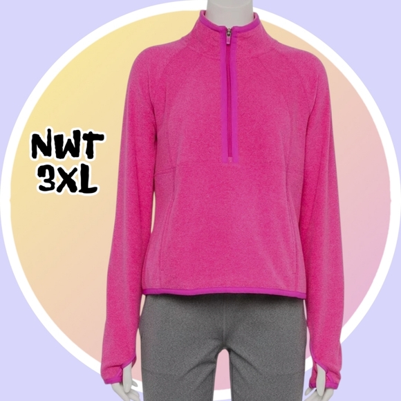 NWT 2XL Quarter Zip Mock Neck Fleece Pull Over Top w Kangaroo Pocket - Picture 8 of 9
